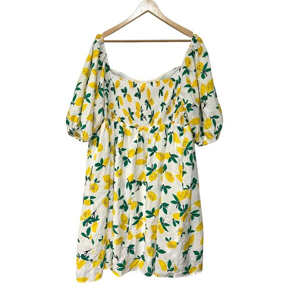Boutique Lemon Mini Dress Babydoll Womens 3XL Plus Size Yellow White - Picture 2 of 8
